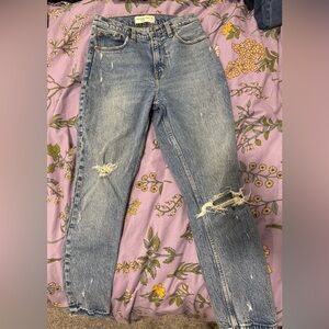 Abercrombie & Fitch Light Blue Distressed Straight-Leg Jeans